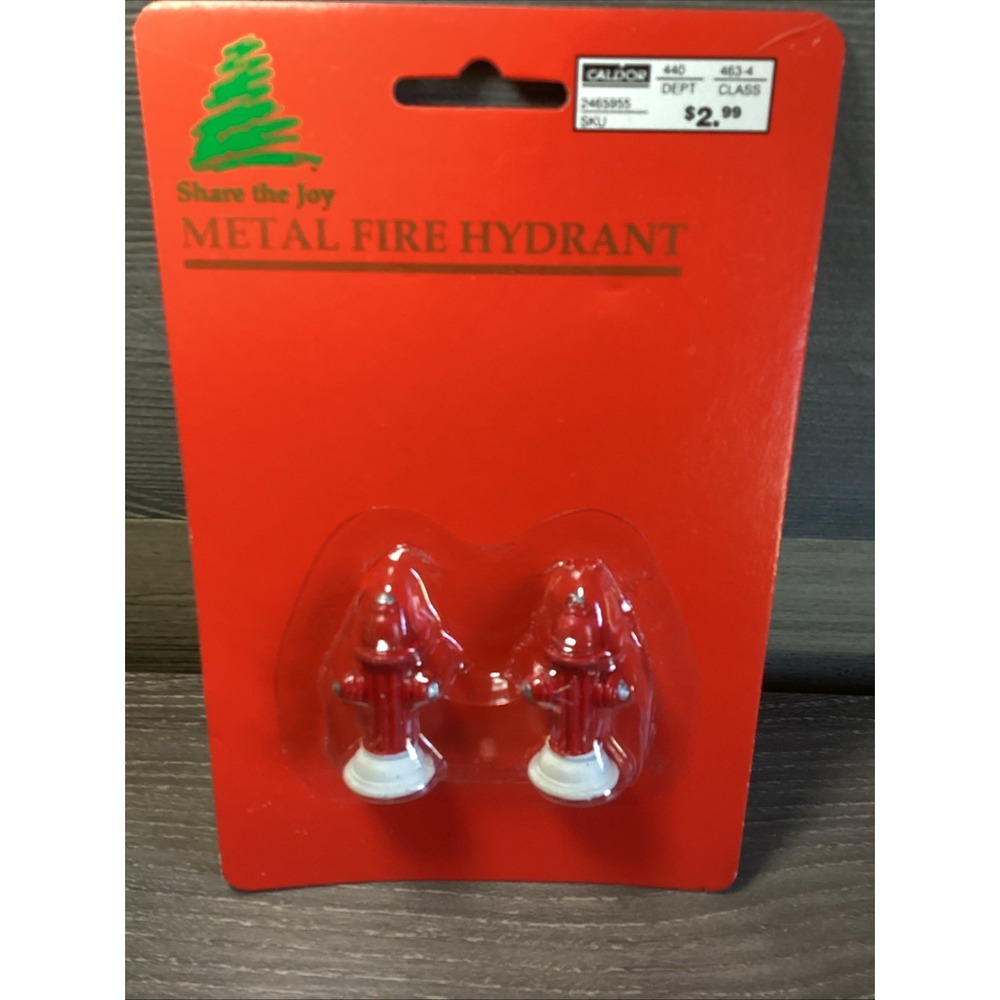 Vtg Metal Fire Hydrant Christmas Village Share The Joy NIB